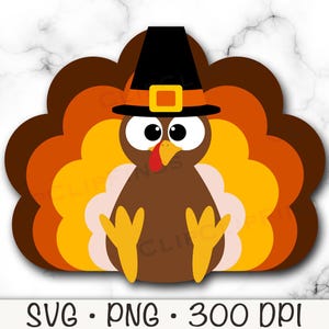 Pavo de Acción de Gracias sentado SVG, archivo vectorial, lindo pavo de Acción de Gracias PNG, clip art de pavo, descarga digital instantánea