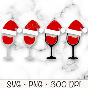 Bonnet de Noel en verre à vin, Noël drôle adulte, SVG, PNG, sublimation, téléchargement immédiat