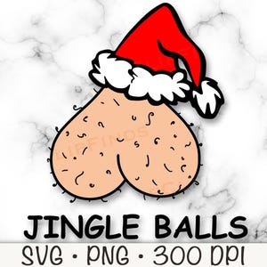 Bolas de cascabel navideñas Humor masculino adulto Archivo de corte SVG Vector y PNG Fondo transparente Sublimación Clip Art Descarga instantánea