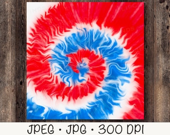 Tie Dye Red White and Blue, July 4th, Digital Wallpaper, Sublimation, JPEG, Instant Download