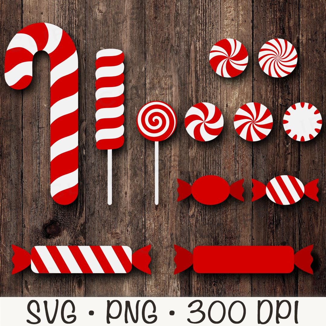 Red Christmas Candy SVG, Candy Cane PNG, Peppermint Candy SVG, Instant ...