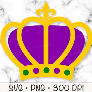 Mardi Gras SVG, Königskrone, lila Krone, Vektordatei und transparenter PNG-Hintergrund, Sublimation, Clip Art, Sofort Download