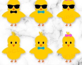 Cool Baby Chicks, Chicks with Sunglasses, Boy Chick, Girl Chick, SVG PNG, Easter Chicks, Instant Digital Download