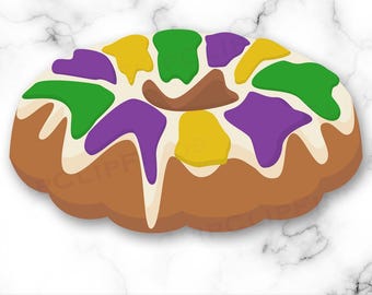 Mardi Gras King Cake PNG, King Cake SVG, Kink Cake Clipart, Sublimation, NOLA, New Orleans, Carnival, Baby Inside, Digital File