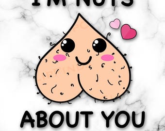 I'm Nuts About You Humorous Valentine's Day SVG Vector Cut File and PNG Transparent Background Sublimation Instant Download