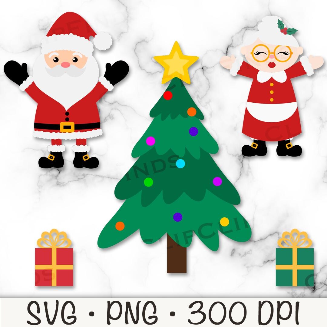 Mrs. Claus, Santa Claus, Christmas Presents, Christmas Gifts, Christmas  Tree, Minimalist, Simple, Clipart, PNG, Digital Download - Etsy, image size:1080x1080
