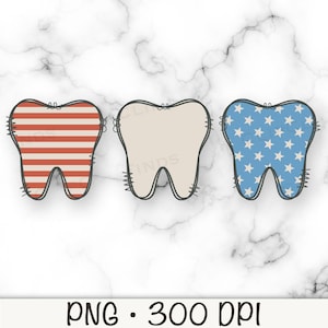 Ząb 4 lipca PNG, Patriotyczny ząb, Dentysta, Dentystyczny, Amerykańska flaga, Vintage, Retro, Rysowane ręcznie, Bazgroły, Projekt koszulki, Plik sublimacyjny