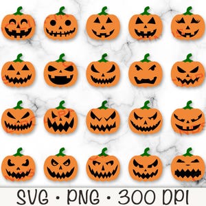 Pumpa Jack O'Lantern ansikten bunt SVG, PNG, Halloween pumpa ansikten, pumpa SVG, omedelbar digital nedladdning