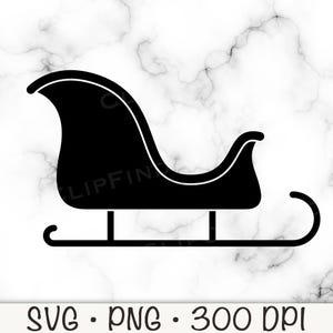 Sanie SVG, Sylwetka sań, Sanie Świętego Mikołaja PNG, Wektorowy plik do cięcia, Czarne sanie, Sanie Plik SVG, Pobieranie cyfrowe