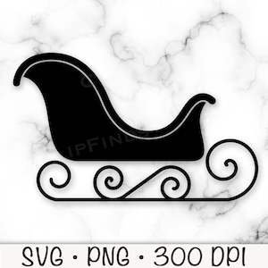 Sanie SVG, Sylwetka sań, Sanie Świętego Mikołaja PNG, Wektorowy plik do cięcia, Czarne sanie, Sanie Plik SVG, Nadchodzi Święty Mikołaj, Prezenty, Pobieranie cyfrowe