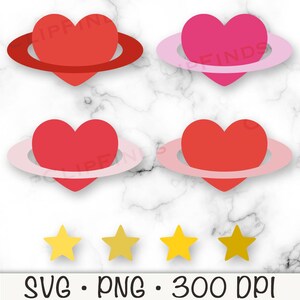 Heart Planet PNG, Heart Planet SVG, Outer Space Valentines Day, Stars, Digital Download