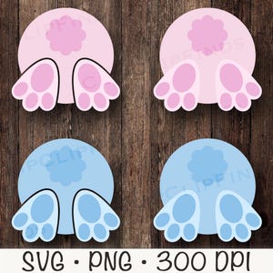 Osterhase Bum SVG, Hase Hintern PNG, pinkes Hase, blaues Häschen, lustiges Häschen Clipart, Schwanz, Pfoten, Schnittdatei, Sublimation, digitaler Download