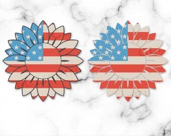Patriotisk solros PNG, amerikansk flagga solros sublimering, retro 4 juli, självständighetsdagen solros PNG, USA, digital nedladdning