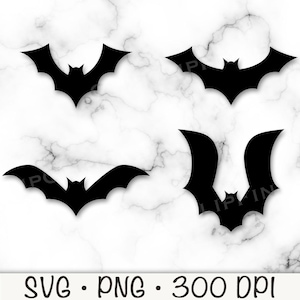 May include: Four black bat silhouettes on a white marble background. The bats are in different positions, some are flying and some are hanging upside down.