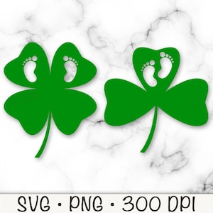 Trébol de pies de bebé SVG, Trébol de pies de bebé PNG, Anuncio de embarazo, Día de San Patricio, Bebé afortunado, Descarga digital