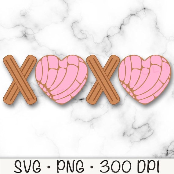 XOXO Concha Heart SVG, Concha Valentine PNG, Mexican Pan Dulce Valentine, Digital Download