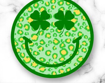 Retro Happy Face Saint Patricks Day SVG, Vector Cut File and PNG, Transparent Background, Sublimation, Clip Art, Groovy, Instant Download