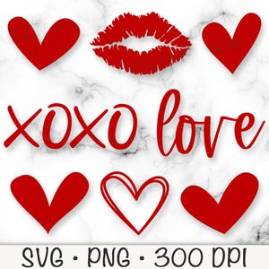 Xoxo SVG, Liebe SVG, Lippen PNG, Kuss, Valentinstag Herzen, Scribble Doodle Herz, digitaler Download