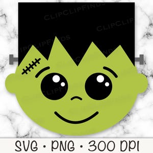 Baby Frankenstein, Frankenstein Face, Halloween, SVG, PNG, Clip Art, Sublimation, Instant Digital Download