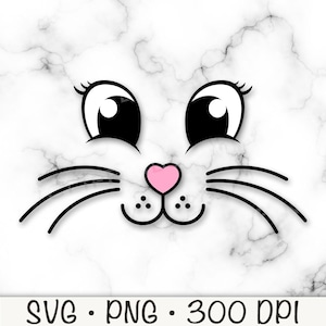 Cara de conejito SVG, conejita, conejito con pestañas, conejito de Pascua PNG, conejito rosa SVG, ojos cerrados, conejito bebé lindo, vintage, descarga digital