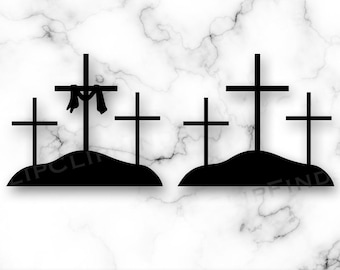Calvary Crosses SVG, Three Crosses SVG, Calvary Crosses Silhouette PNG, Easter, Lent, Good Friday, He is Risen, Resurrection, Download File