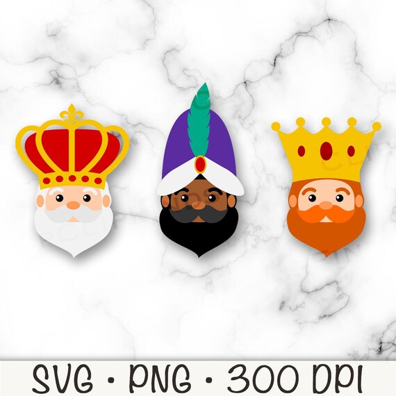 3 Kings, Cute Three Kings, Three Wise Men, Los Tres Reyes Magos, SVG, PNG, Clipart, Instant Digital Download
