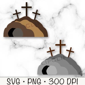 Leeg graf SVG, lege grafscène PNG, opstanding, Jezus leeft, Pasen, kruis van Golgotha, hij is verrezen, vasten, Pesach, digitale download