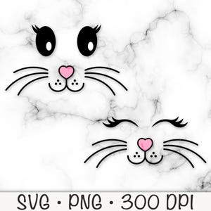 Visage de lapin SVG, lapin fille, lapin avec des cils, lapin de Pâques PNG, SVG lapin rose, yeux fermés, joli bébé lapin, téléchargement numérique