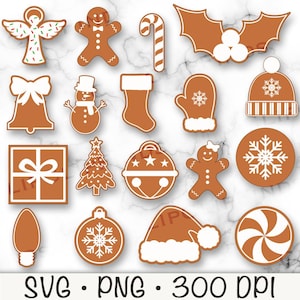 Galletas de jengibre SVG, paquete de imágenes prediseñadas de galletas de jengibre, PNG, galletas navideñas con glaseado, descarga digital