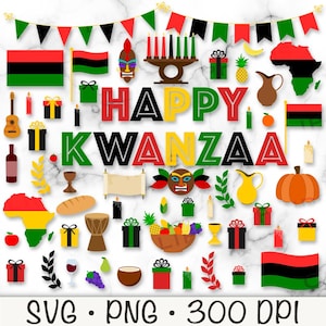 Imágenes prediseñadas de Kwanzaa, festividad africana, fiesta de Kwanzaa, archivo de corte vectorial SVG y fondo transparente PNG, descarga digital instantánea