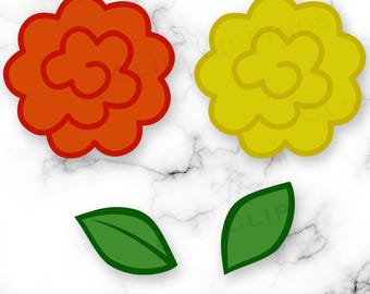 Clipart fleur de souci, souci SVG, souci PNG, jaune, orange, Dia de los Muertos, jour des morts, fichier en téléchargement numérique