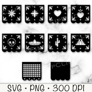 Papel Picado SVG, Papel Picado PNG, Dia de los Muertos, Day of the Dead, Ofrenda, Pyramid, Skull, Heart, Talavera, Digital Download File