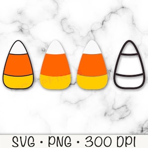 Candy Corn SVG, Candy Corn Bundle, Black Outline, SVG Vector Cut File, Candy Corn PNG, Transparent Background, Clip Art, Digital Download