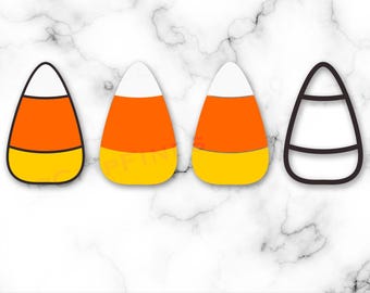 Candy Corn SVG, Candy Corn Bundle, Black Outline, SVG Vector Cut File, Candy Corn PNG, Transparent Background, Clip Art, Digital Download