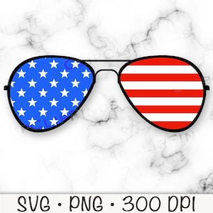 Amerikanische Flagge Pilotenbrille SVG Vektorschnittdatei, PNG transparenter Hintergrund, Clip Art, Sublimation, Sofortiger digitaler Download