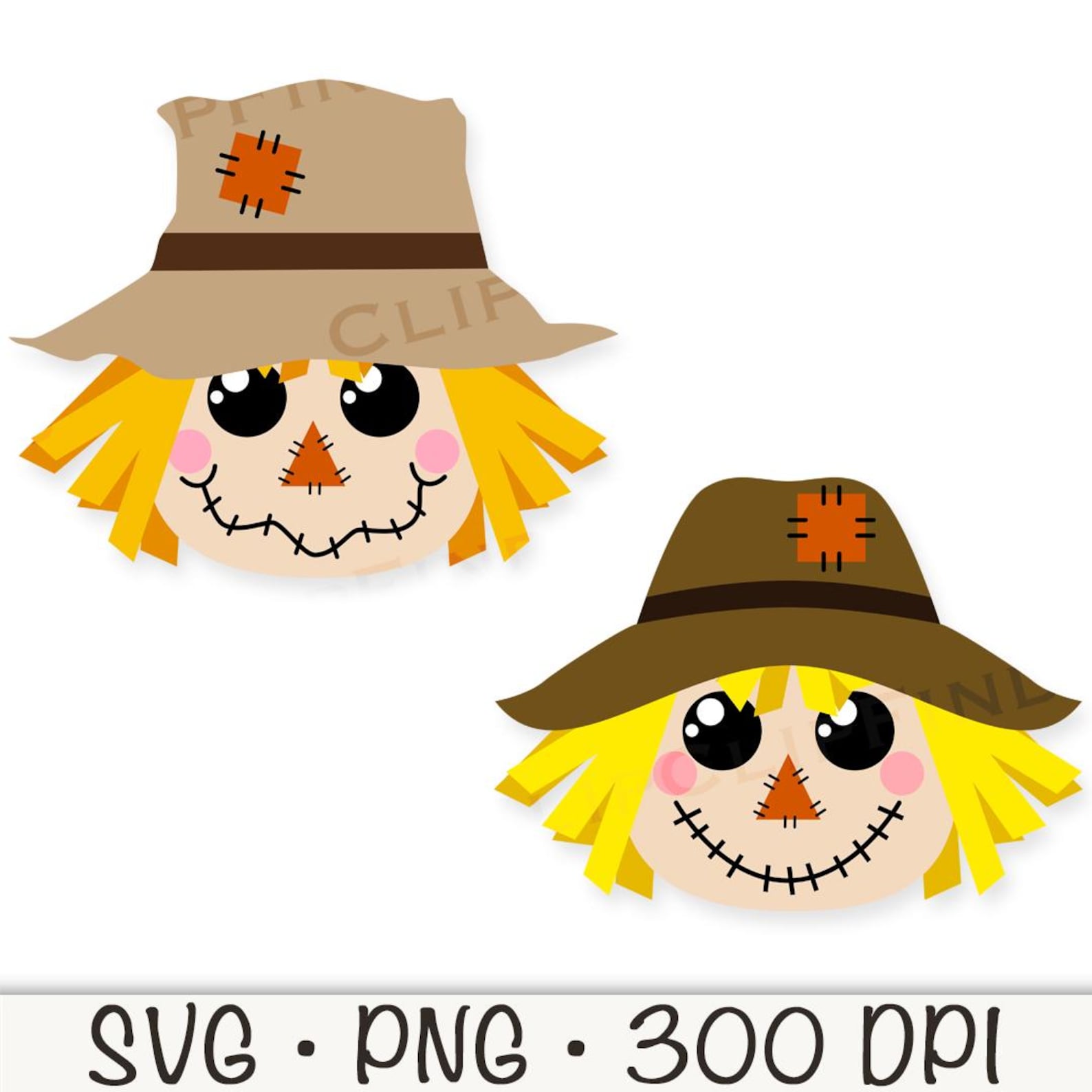 Scare Head Scarecrow Face SVG, Scare Crow Head PNG, Scarecrow Clipart, Cute ...