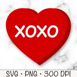 Xoxo SVG, Xoxo PNG, rotes Herz, Candy Heart, Valentinstag, Sublimation, Liebe, T-Shirt Design Datei, digitaler Download