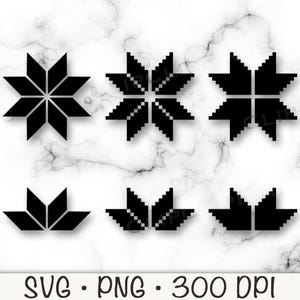 May include: Set of six black and white geometric star and leaf shapes. These digital designs are perfect for crafting projects, scrapbooking, and more.