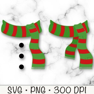スカーフ SVG、雪だるまスカーフ PNG、赤と緑のスカーフ クリップ アート、ボタン付きスカーフ、デジタル ダウンロード