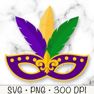 Karneval Maske PNG, Mardi Gras Maske SVG, Mardi Gras Maskerade Clipart, Fleur De Lis, Karneval Maske, Happy Mardi Gras, digitaler Download