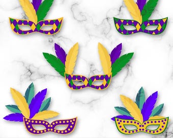 Mardi Gras Mask Clipart, Mardi Gras Mask PNG, Masquerade SVG, Happy Mardi Gras, Carnival Mask, Digital Download