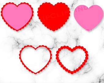 Scalloped Heart SVG, Valentine's Day Heart, Vector Cut File and PNG Transparent Background, Sublimation, Clip Art, Instant Download