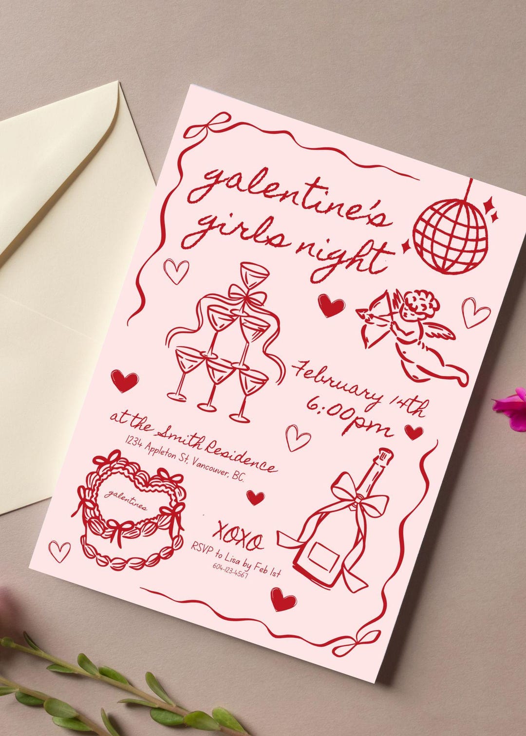 Galentine's Party Invite Editable Valentine's Party Text Invitation ...