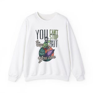 Motivational Halloween Crewneck Sweatshirt: &quot;You Can&#39;t Stop the Waves, But You Can Surf&quot; - Unisex Sweatshirt, Fall Fashion, Gift for Her,