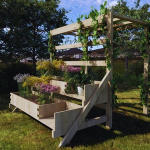 2-Tier Raised Garden Bed and 3 Person Canopy With Bench Plans - PDF File Instant Download