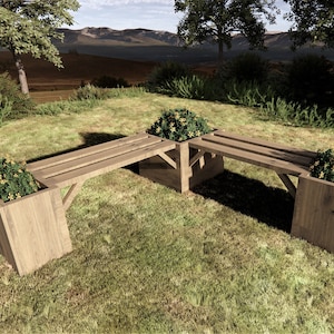 Raised Garden Bed Plans - DIY Corner Bench Plans PDF Instant Download for Garden Design & Planter Designs
