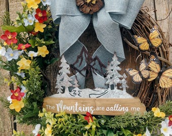 Mountain Wildflower Wreath: Butterfly Cabin Decor