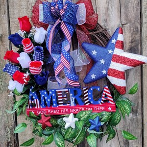 Patriotic America Wreath: 4th of July, Memorial Day Decor