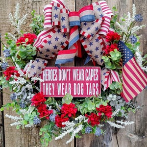 Patriotic Wreath: Vintage American Flag, Memorial Day Decor