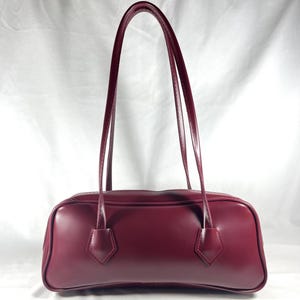 Sac baguette bordeaux, Sac baguette en cuir végétalien, Sac à main de ville pour femme, Sac à bandoulière pour femme, Sac à main en cuir élégant, Décontracté, Sac à bandoulière de luxe